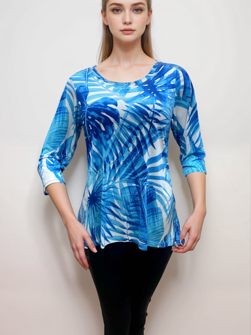 Elegant 3/4-Sleeve Color Shirt - T311